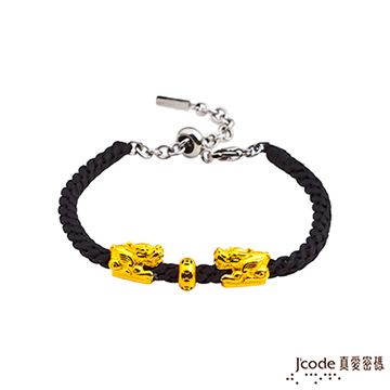 Jcode 真愛密碼 Jcode 招財貔貅黃金中國繩手鍊-小(黑)