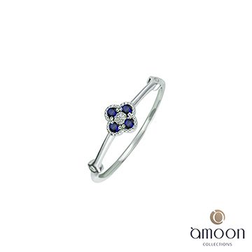 amoon 璀璨星空系列 花火 10K金鑽石/藍寶石戒指