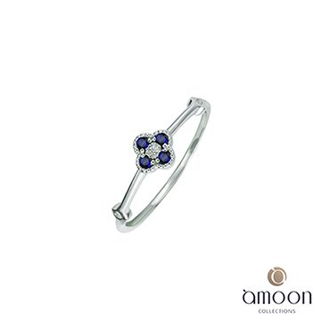 amoon 璀璨星空系列 花火 10K金鑽石/藍寶石戒指