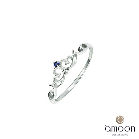 amoon 璀璨星空系列 暮光 K金鑽石/藍寶石戒指