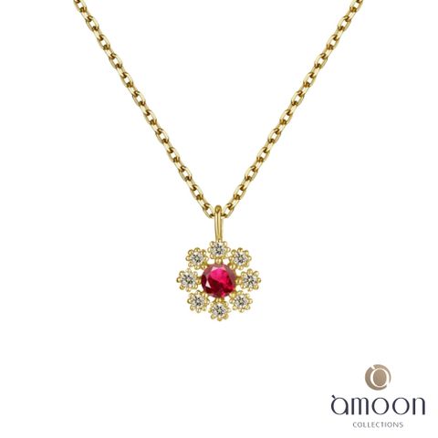 amoon 韓情脈脈系列  紅顏 K金鑽石項鍊