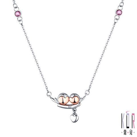 K’OR蔻兒 愛情鳥鑽石/K金白鋼項鍊-0.01克拉