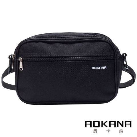 AOKANA奧卡納 YKK拉鍊 輕量防潑水兩用多層耐重包 腰包 側背包(百搭黑)03-016