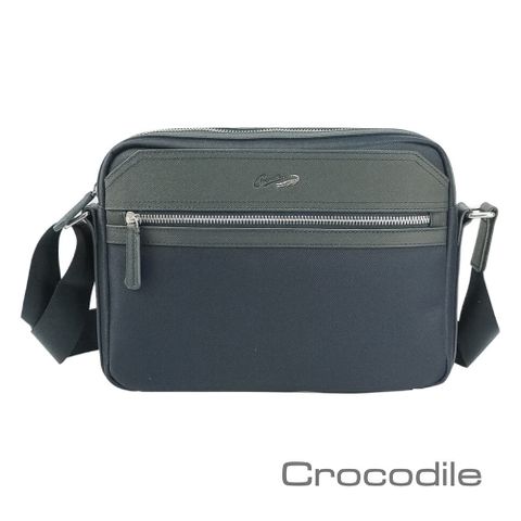 Crocodile鱷魚皮件 真皮包包Wind 2.0系列 橫式斜背包(S) 側背包 男包- 0104-08003-黑藍兩色