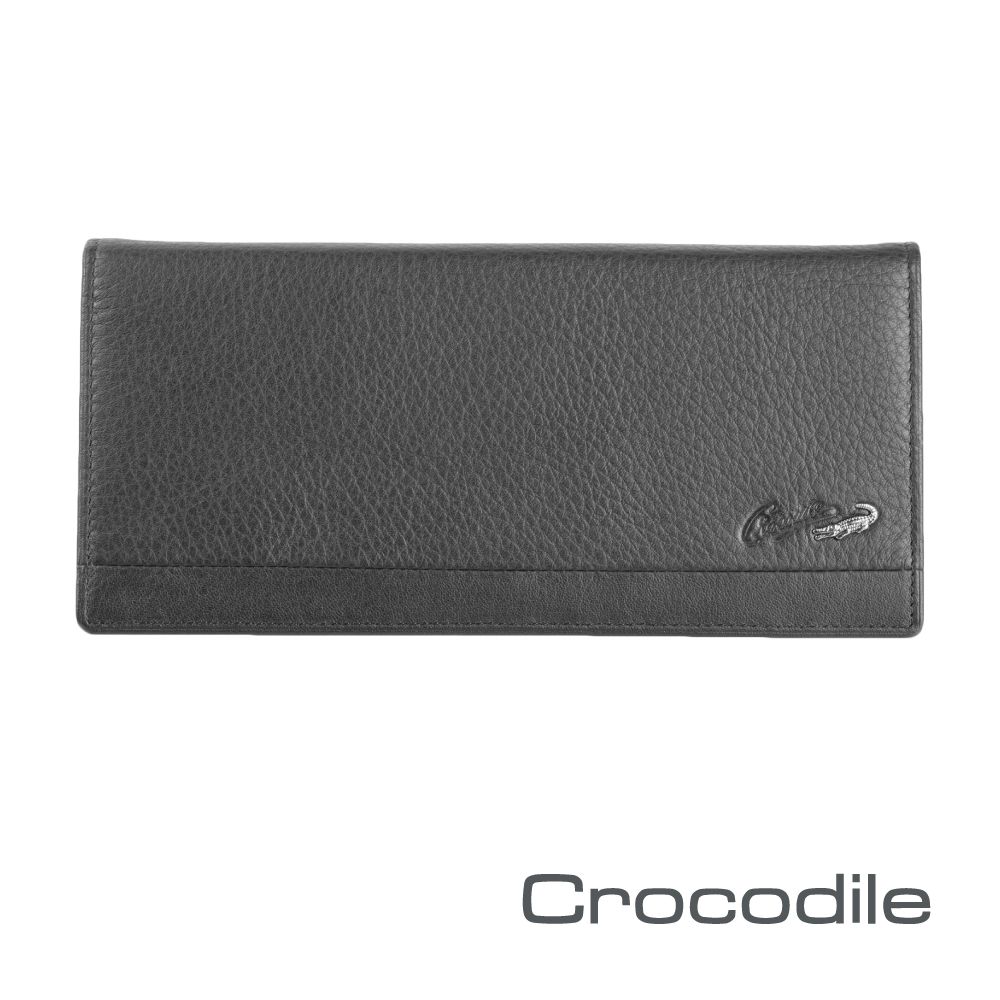 Crocodile 鱷魚牌  鱷魚皮件 真皮皮夾 Classic經典系列 荔紋軟皮 13卡 拉鍊長夾-0103-3351-黑咖兩色