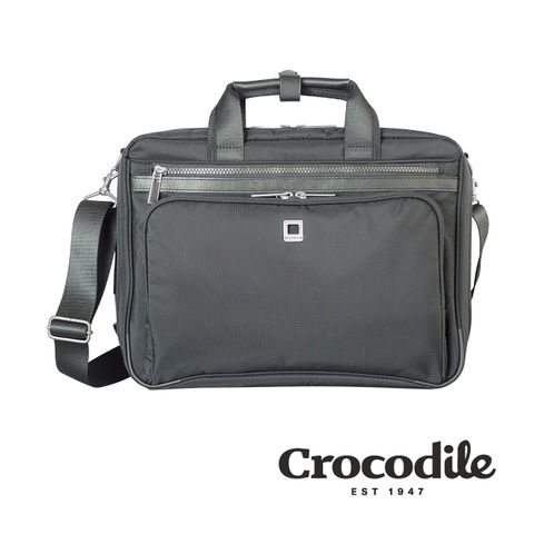 Crocodile鱷魚皮件 真皮包包 B-Light系列 Ripstop防潑水 雙層公事包(S) 手提商務包 男包-0104-08902-黑色