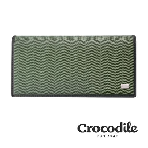 Crocodile 鱷魚皮件 真皮皮夾 Snapper系列 人字紋布配皮 拉鍊多卡層 皮夾 長夾-0103-10001-黑藍綠三色-新色上市