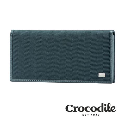 Crocodile 鱷魚牌 鱷魚皮件 真皮皮夾 Snapper系列 人字紋布配皮 拉鍊多卡層 皮夾 長夾-0103-10001-黑藍綠三色-新色上市