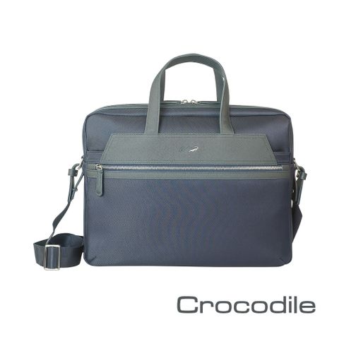 Crocodile鱷魚皮件 真皮包包Wind 2.0系列 布配皮公事包 手提商務包 男包- 0104-08007-黑藍兩色