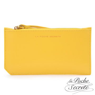 La Poche Secrete真皮-簡約真皮實用卡夾零錢包-亮麗黃