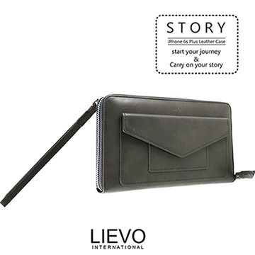 LIEVO-旅行手機皮夾 100%天然水蠟牛皮 前口袋可以放5.7 吋7plus手機ST01