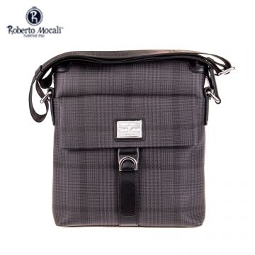 【Roberto Mocali 諾貝兔】千鳥格紋直立式側背包