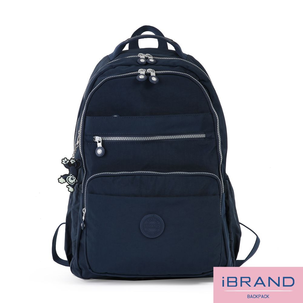 iBrand 後背包 經典百搭超輕盈多口袋後背包(大)-深海藍