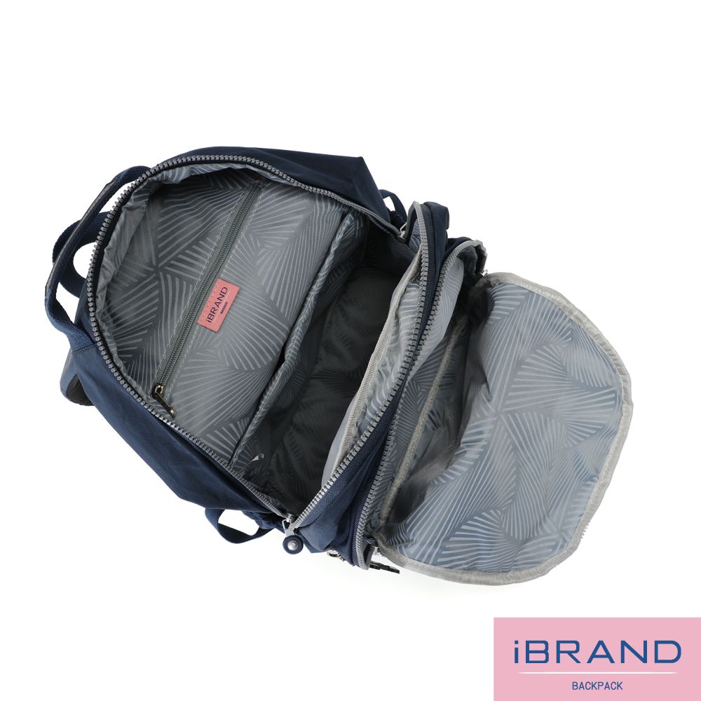 iBrand 後背包 經典百搭超輕盈多口袋後背包(大)-深海藍