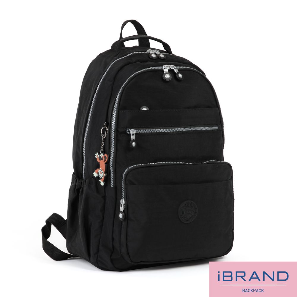 iBrand 後背包 經典百搭超輕盈多口袋後背包(大)-百搭黑