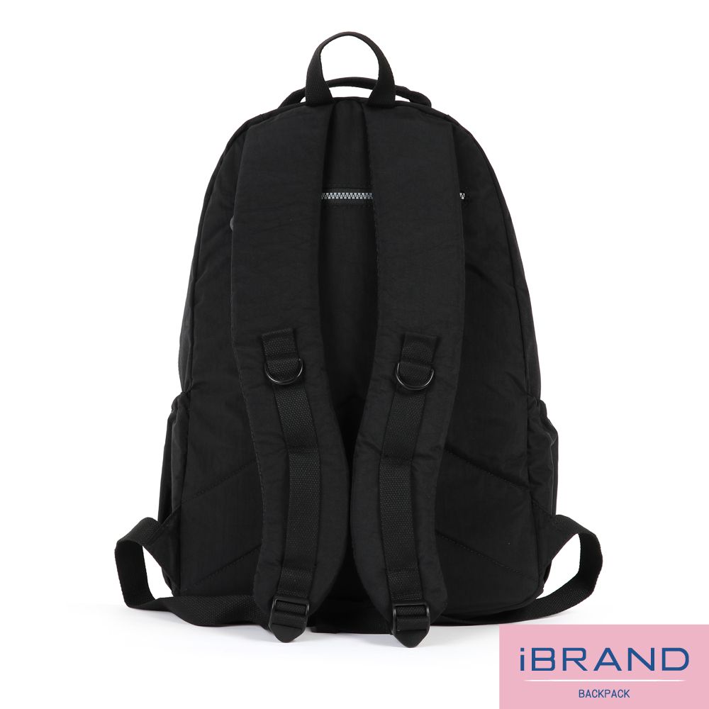 iBrand 後背包 經典百搭超輕盈多口袋後背包(大)-百搭黑