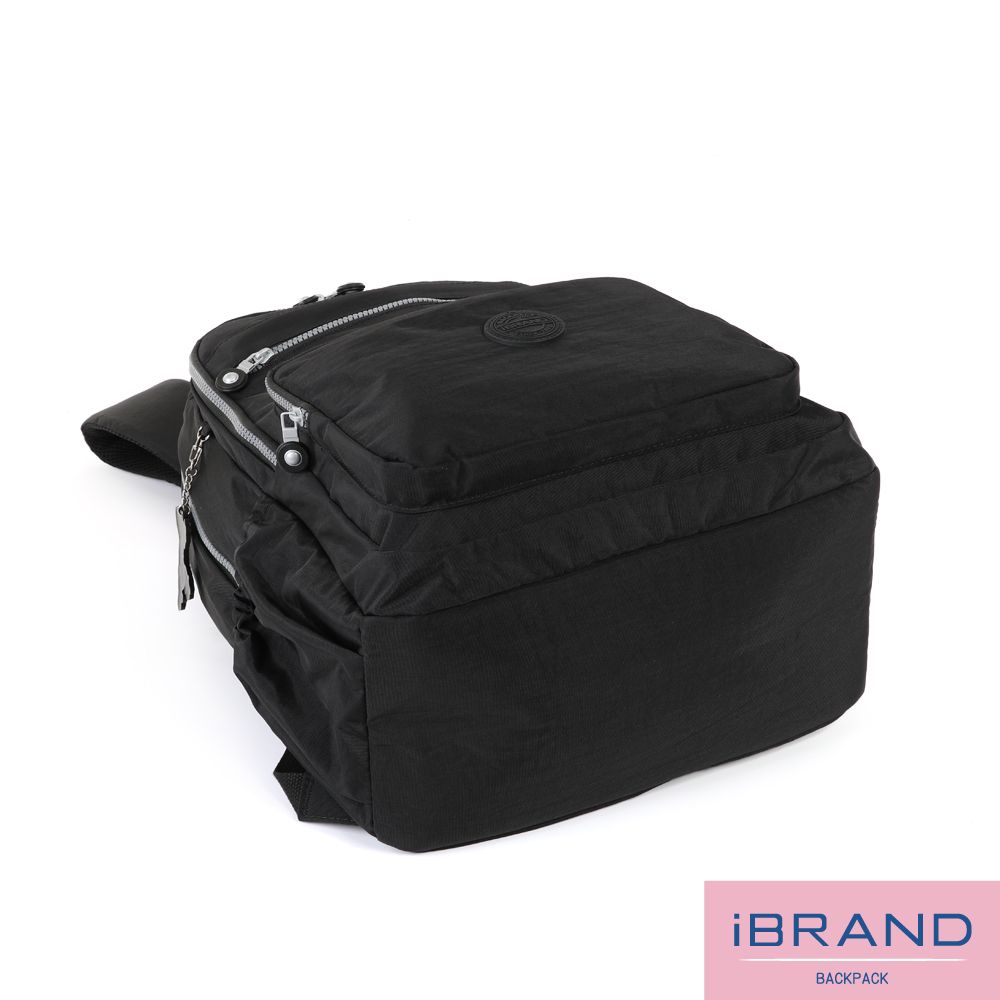 iBrand 後背包 經典百搭超輕盈多口袋後背包(大)-百搭黑