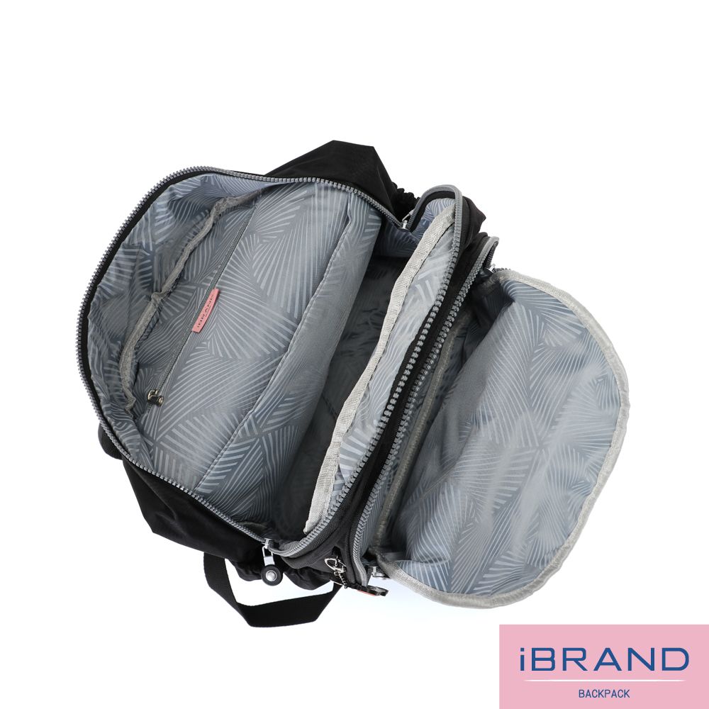 iBrand 後背包 經典百搭超輕盈多口袋後背包(大)-百搭黑