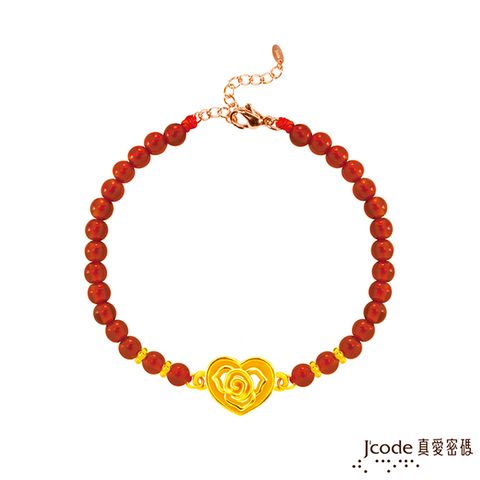 J’code真愛密碼 真愛-薔薇心語黃金/紅瑪瑙手鍊