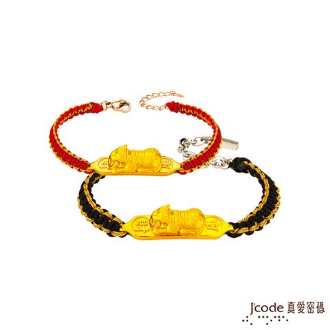 Jcode 真愛密碼 Jcode金飾 咬財入庫咬錢虎-長版硬金編織成對手鍊