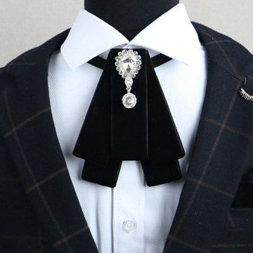  【拉福】閃鑽賽亞絨布領結新郎結婚領結糾糾 (黑色)