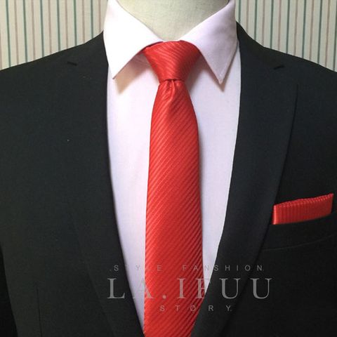 【拉福】領帶窄版領帶6cm領帶拉鍊領帶(大紅色)