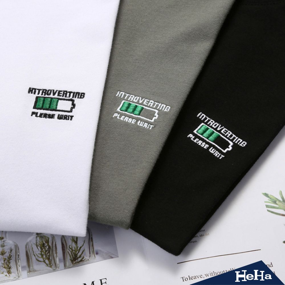 HeHa 現貨出清 純棉圓領能量刺繡短袖上衣 三色