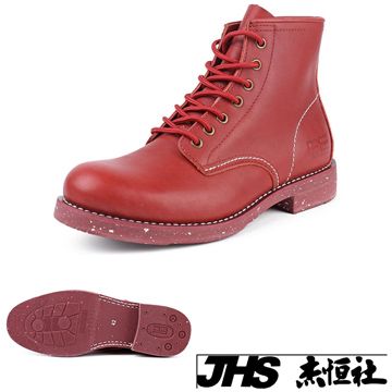 JHS 杰恆社 pathfinder口577107007口冬季英倫潮流短筒牛仔靴PF真皮工裝傘兵軍靴紅色亮皮