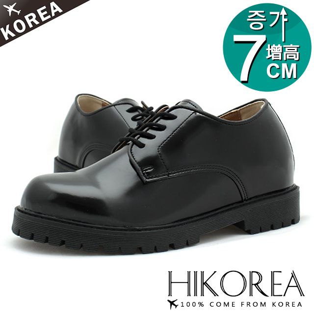 HIKOREA 正韓製/版型正常男款增高7CM素面皮革綁帶紳士皮鞋(73-343/現+預)