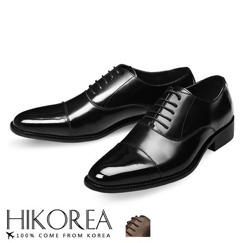 【HIKOREA】韓國空運/韓國男鞋。紳士款皮革簡約拼接尖頭皮鞋(73-365共2色/現貨+預購)