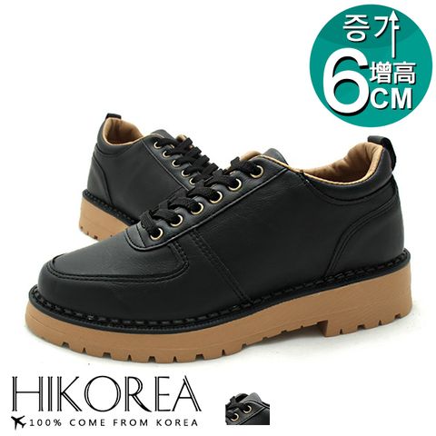 【HIKOREA】正韓製/版型正常。男款增高6cm素面皮革綁帶微跟休閒鞋(73-415共2色/現+預)