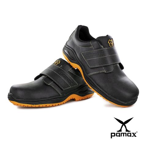 PAMAX 帕瑪斯【頂級專利氣墊、反光、防穿刺+鋼頭安全鞋】全雙PU抗菌、防滑工作鞋、黏貼式-PA9502PPH
