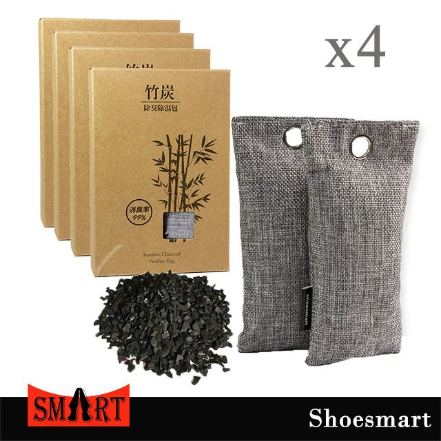 SHOESMART  ck208竹炭除臭除濕包 4盒裝- 乾燥 消臭 淨化空氣 可曬太陽重複使用 環保