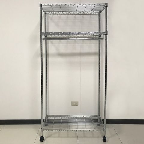 我塑我形 90 x 45 x 185 cm MIT耐重移動式三層鐵力士衣櫥鍍鉻收納置物架