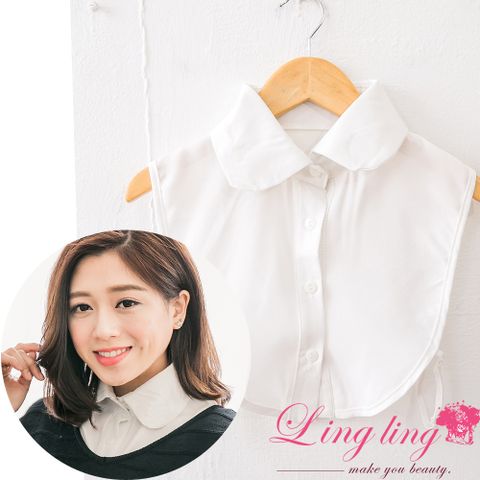 LINGLING 中大尺碼 A2098-06 女裝 假襯衫領子領片(白圓領)