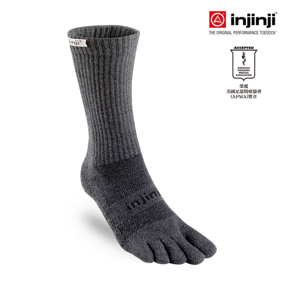 INJINJI TRAIL野跑避震吸排五趾中筒襪[黑]五趾襪 五指襪 機能NAA3795