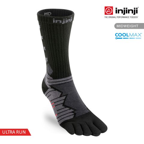 INJINJI Ultra Run終極系列五趾中筒襪 [碳黑]五趾襪 五指襪 運動襪