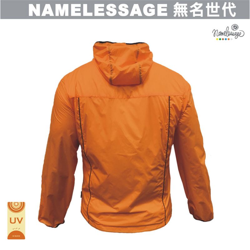 namelessage 無名世代 男款抗UV輕量連帽口袋衣(橘黃/土耳其藍)_NLG91M301