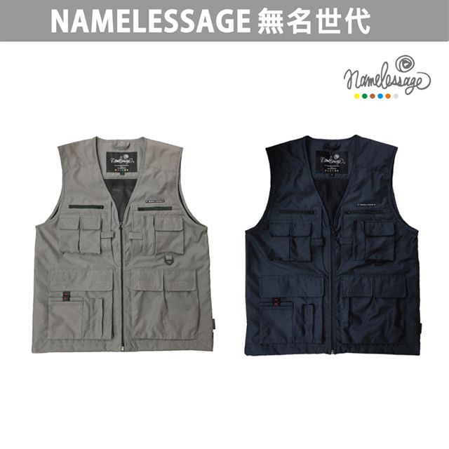 namelessage 無名世代 男款多功能背心,攝影/釣魚/賞鳥/登山/健行(灰/深灰)_NLG91M501