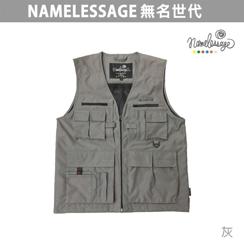 namelessage 無名世代 男款多功能背心,攝影/釣魚/賞鳥/登山/健行(灰/深灰)_NLG91M501