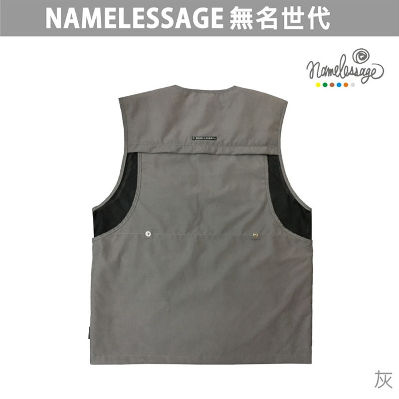 namelessage 無名世代 男款多功能背心,攝影/釣魚/賞鳥/登山/健行(灰/深灰)_NLG91M501