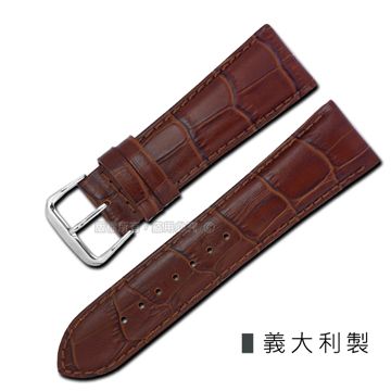 Watchband / 24mm / 義大利原裝進口萬用壓紋牛皮錶帶 咖啡色