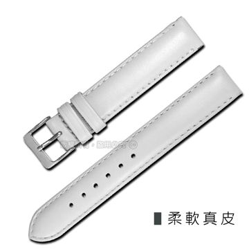 Watchband / 同寬 各品牌通用柔軟簡約質感車線真皮錶帶 白色