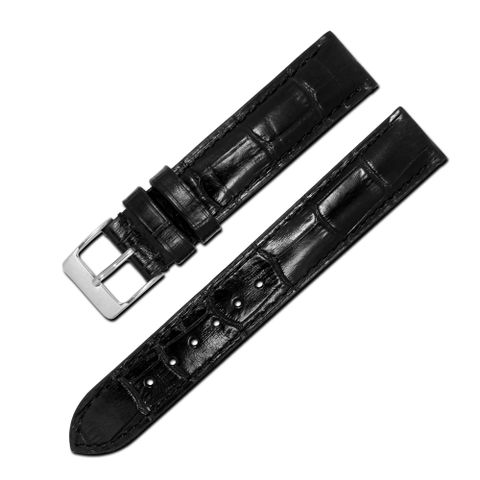 Watchband / 17.19mm / 義大利原裝進口壓紋牛皮錶帶 黑色