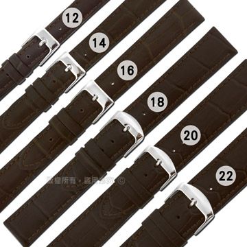 Watchband / 各品牌通用替用柔軟壓紋真皮錶帶 深咖啡色