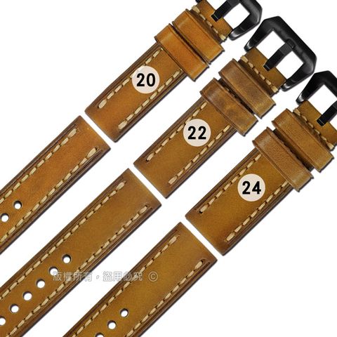 Watchband / 20.22.24mm / 各品牌通用 百搭款 經典復刻 厚實柔軟 牛皮錶帶 橘黃色 813-04-YWB