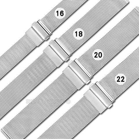 Watchband / 16.18.20.22mm / DW代用 各品牌通用 透亮 輕巧耐用 米蘭編織不鏽鋼錶帶 銀色 213-SF-DW02-W