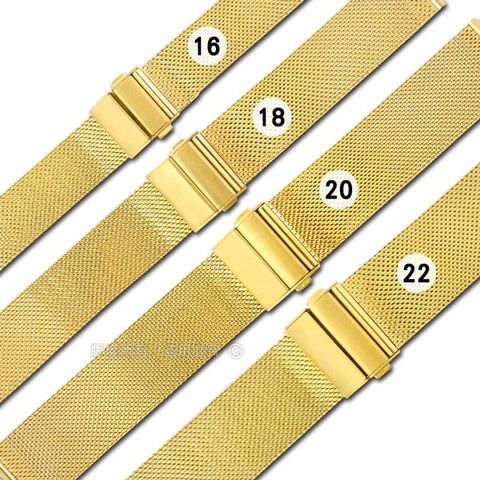 Watchband / DW代用 各品牌通用 透亮 輕巧耐用 米蘭編織不鏽鋼錶帶 金色