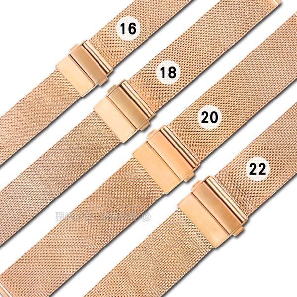 Watchband  / 16.18.20.22mm / DW代用 各品牌通用 透亮 輕巧耐用 米蘭編織不鏽鋼錶帶 玫瑰金 213-SF-DW02-R