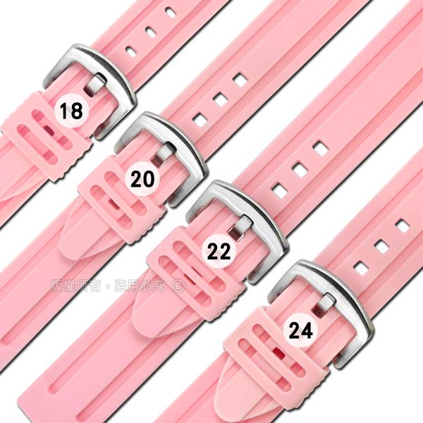 Watchband  / 各品牌通用 舒適耐用 輕便 運動型 加厚矽膠錶帶 粉色 804-13-PK